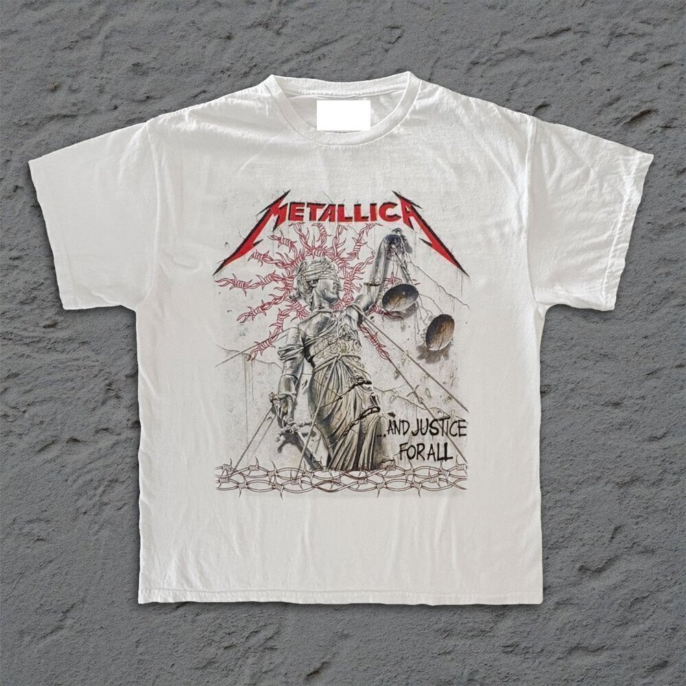 Metallica And Justice For All Barbed Vintage Style Unisex T-Shirt .
